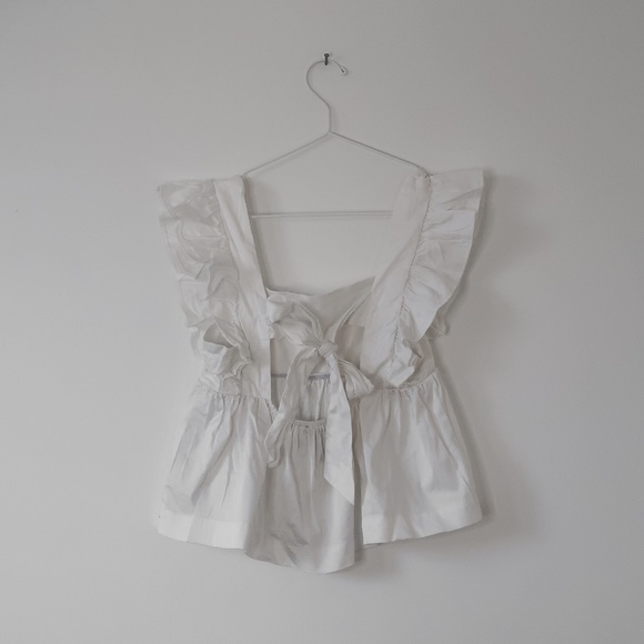 White Square-neck Top Open-Back with Bow - Picture 2 of 2